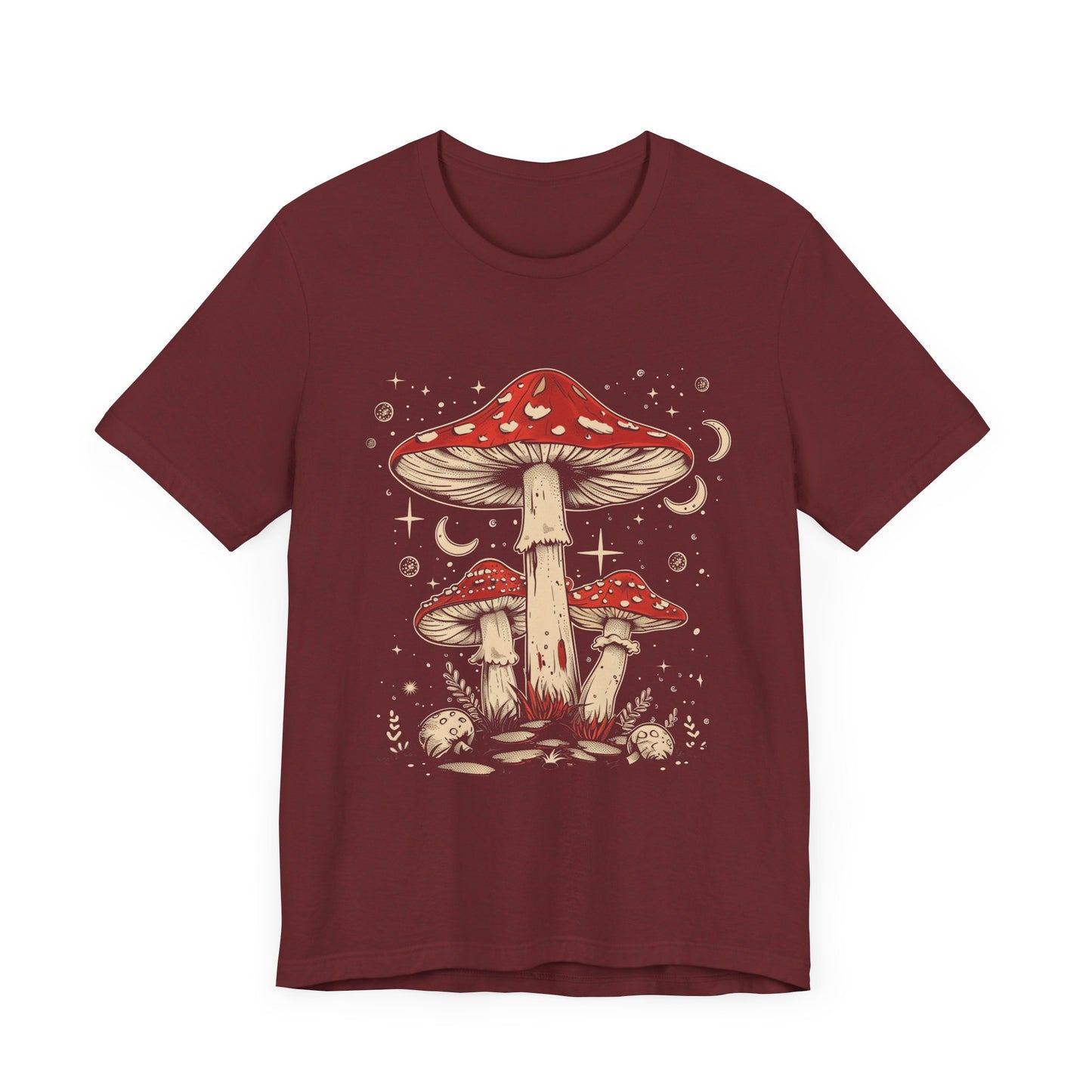 Mushroom Boho T-Shirt, Hippie Nature Tee, Retro Botanical Shirt, Woodland Fungi Top, Earthy Bohemian Clothes