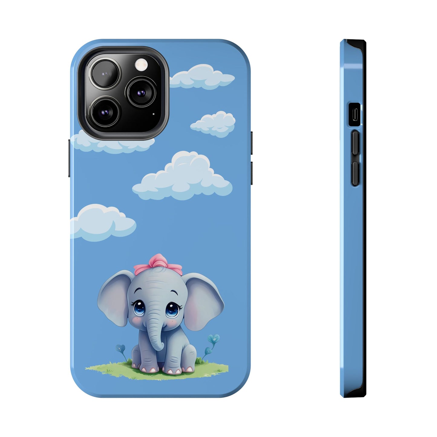 Cartoon Elephant Tough Phone Case - Cute Animal Lover Gift, Protective Cover for