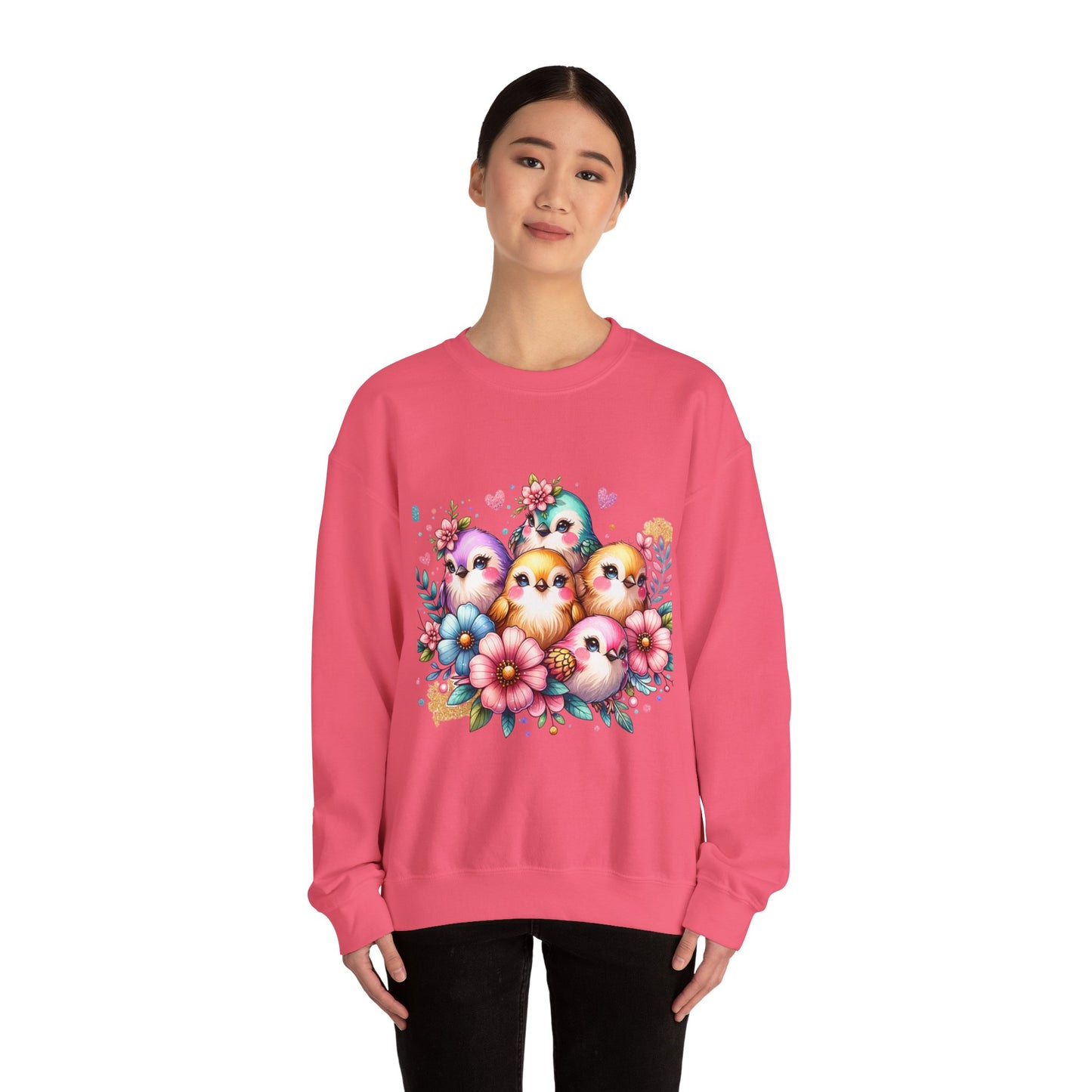 Vibrant Bird Sweatshirt, Colorful Crewneck Jumper, Bright Feathers Pullover, Nature Inspired Sweater, Unisex Graphic Top