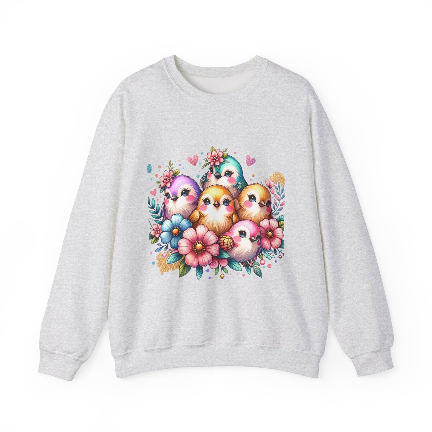 Vibrant Bird Sweatshirt, Colorful Crewneck Jumper, Bright Feathers Pullover, Nature Inspired Sweater, Unisex Graphic Top