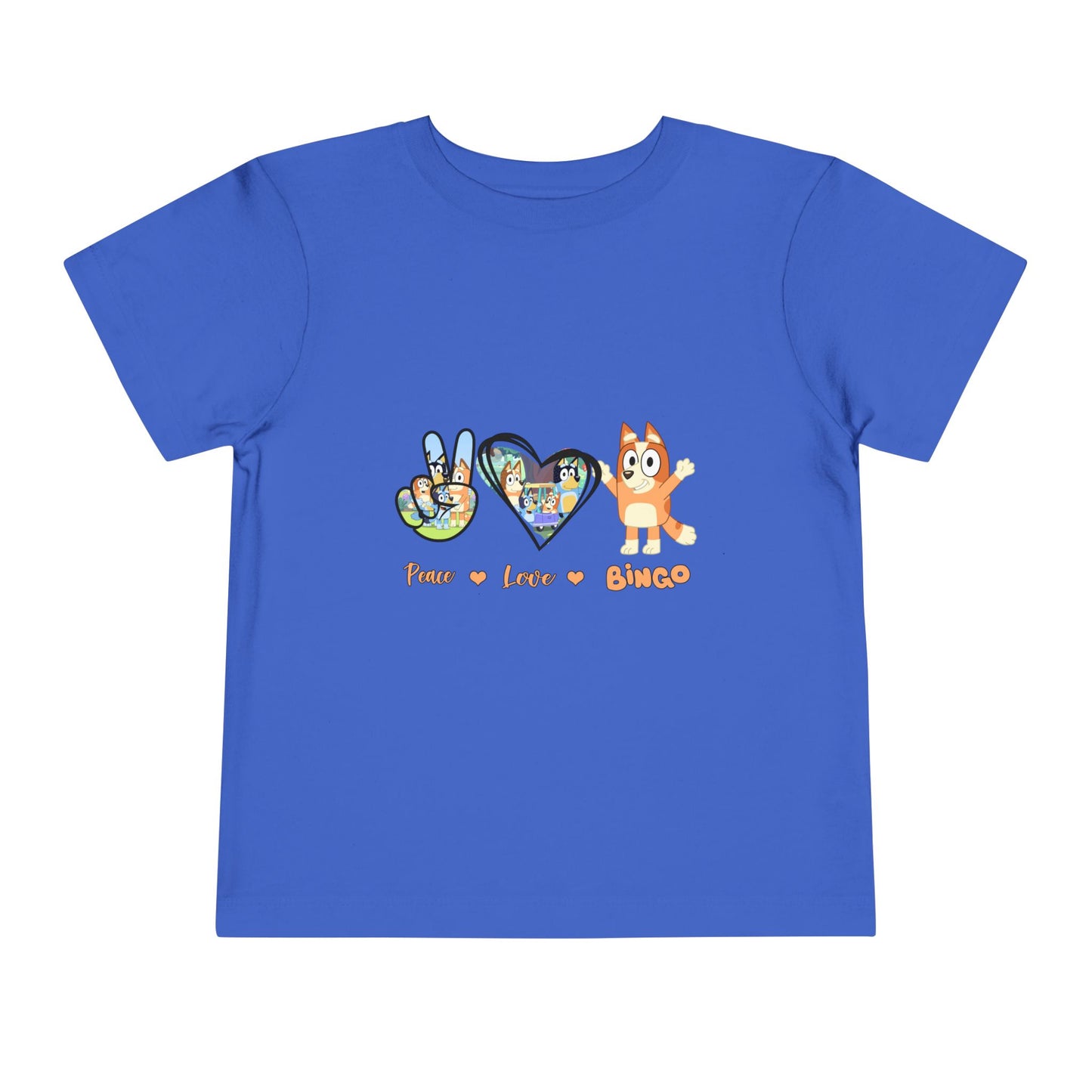 Bluey Toddler Tshirt, Peace Love and Bingo Shirt for Kids, Cute Bingo Player Tee, Fun Toddler Top, Gift for Toddlers, Bluey Fans Shirt