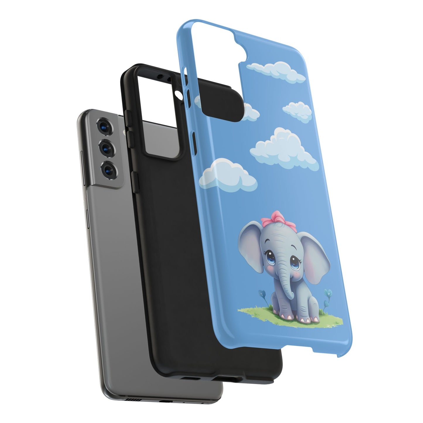 Cartoon Elephant Tough Phone Case - Cute Animal Lover Gift, Protective Cover for