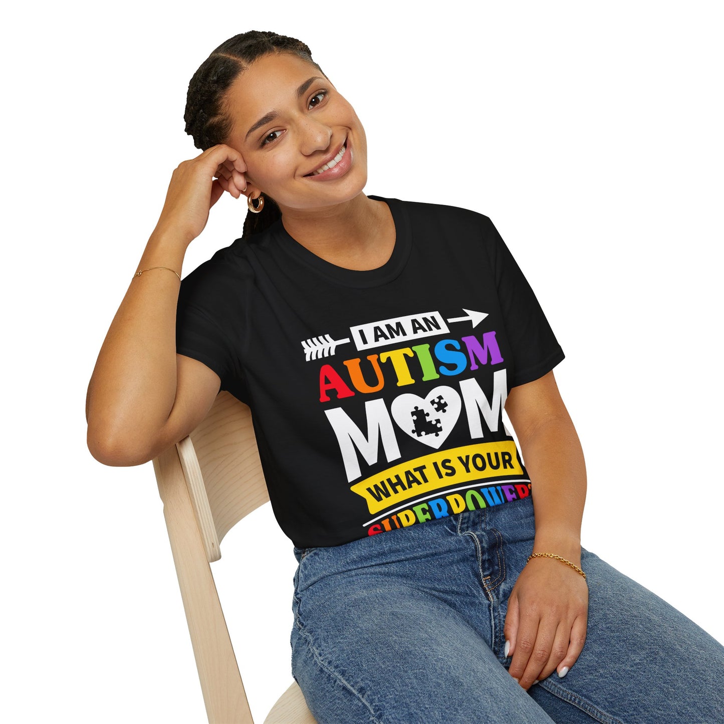 Autism Mom Supermom Autism Awareness Unisex Softstyle T-Shirt, Autism Mom Shirt, Autism Awareness Tee, Supermom Gift, Autism Support Top