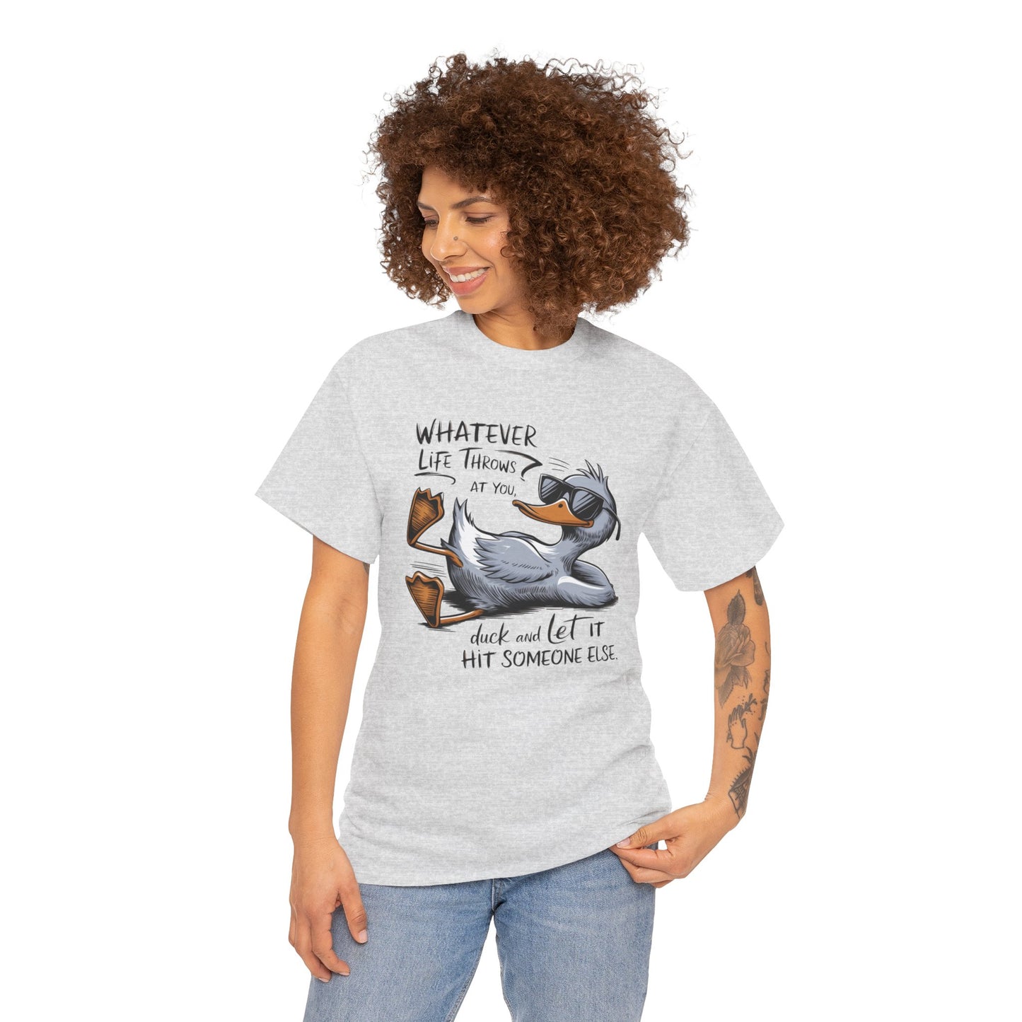 Funny Animal Quotes Ducks Unisex Heavy Cotton Tee, Humorous Tee, Animal Lover Shirt, Graphic Tee, Quirky Top