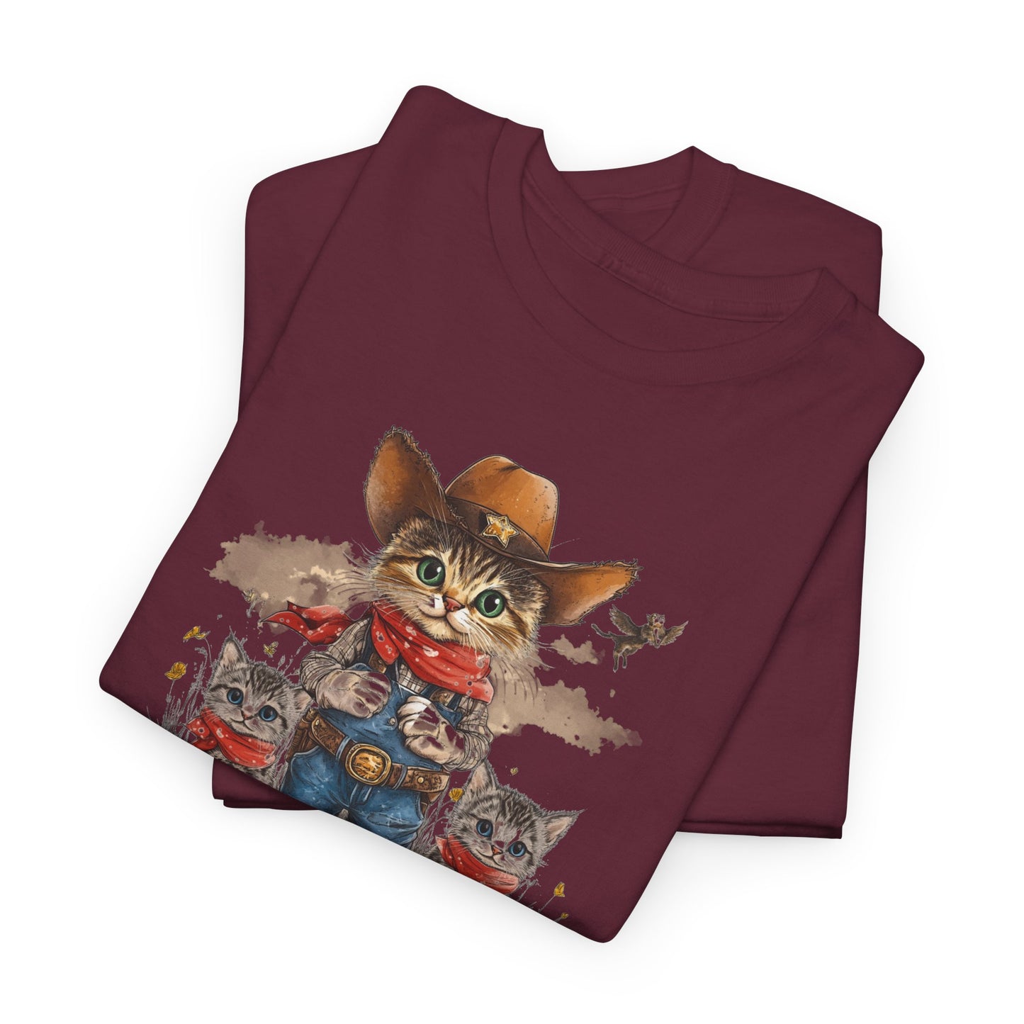 Cat Cowboy Unisex Tee, Funny Feline Shirt, Western Kitty Top, Cowboy Cats and Kittens, Animal Lover Gift, Rodeo Cat Shirt, Cute Cat Tee