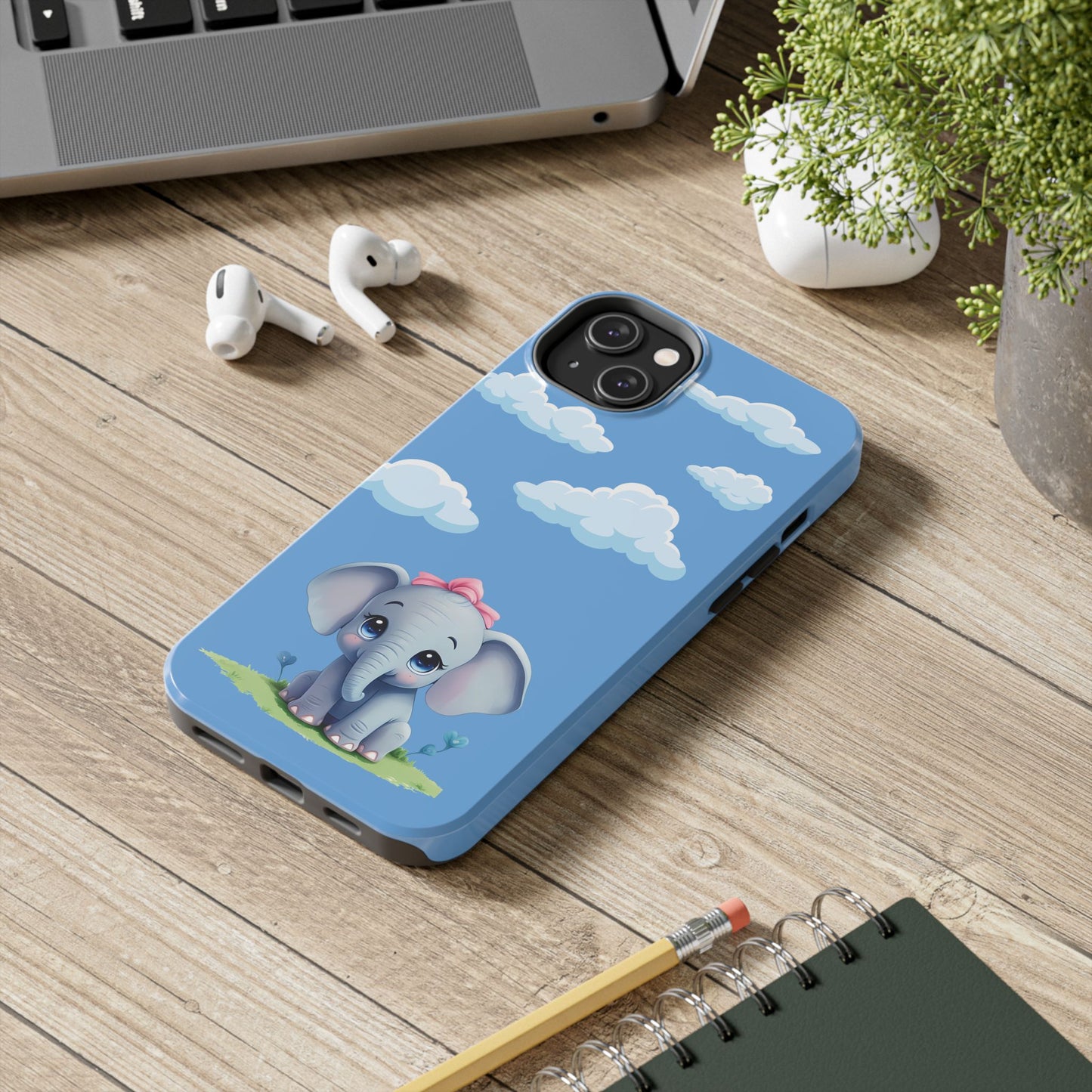 Cartoon Elephant Tough Phone Case - Cute Animal Lover Gift, Protective Cover for