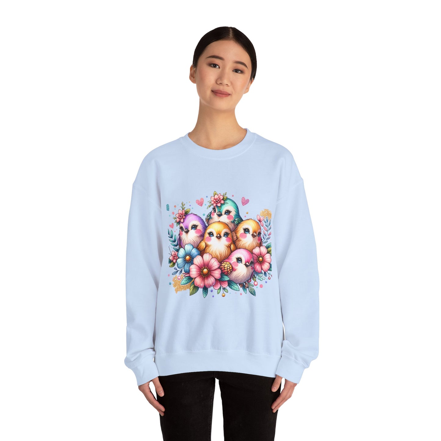 Vibrant Bird Sweatshirt, Colorful Crewneck Jumper, Bright Feathers Pullover, Nature Inspired Sweater, Unisex Graphic Top