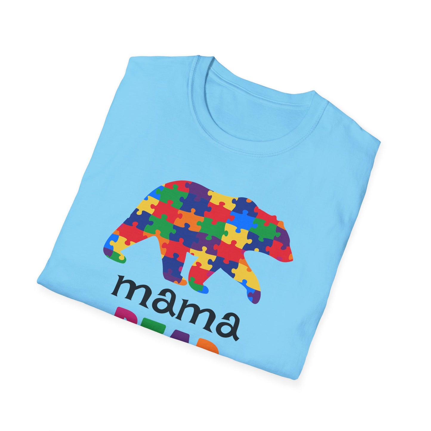 Mama Bear Puzzle Unisex T-Shirt, Gift for Moms, Autism Awareness