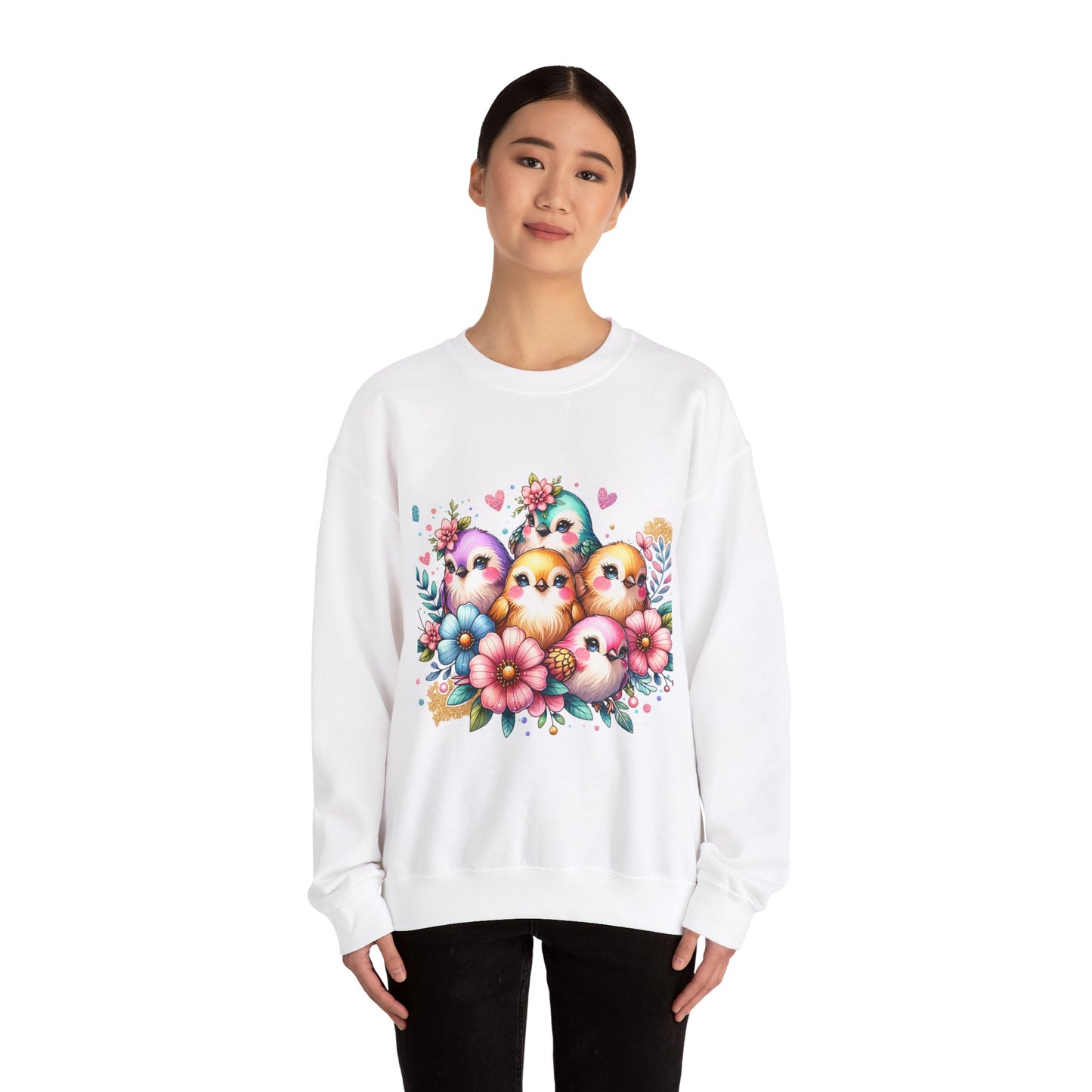 Vibrant Bird Sweatshirt, Colorful Crewneck Jumper, Bright Feathers Pullover, Nature Inspired Sweater, Unisex Graphic Top