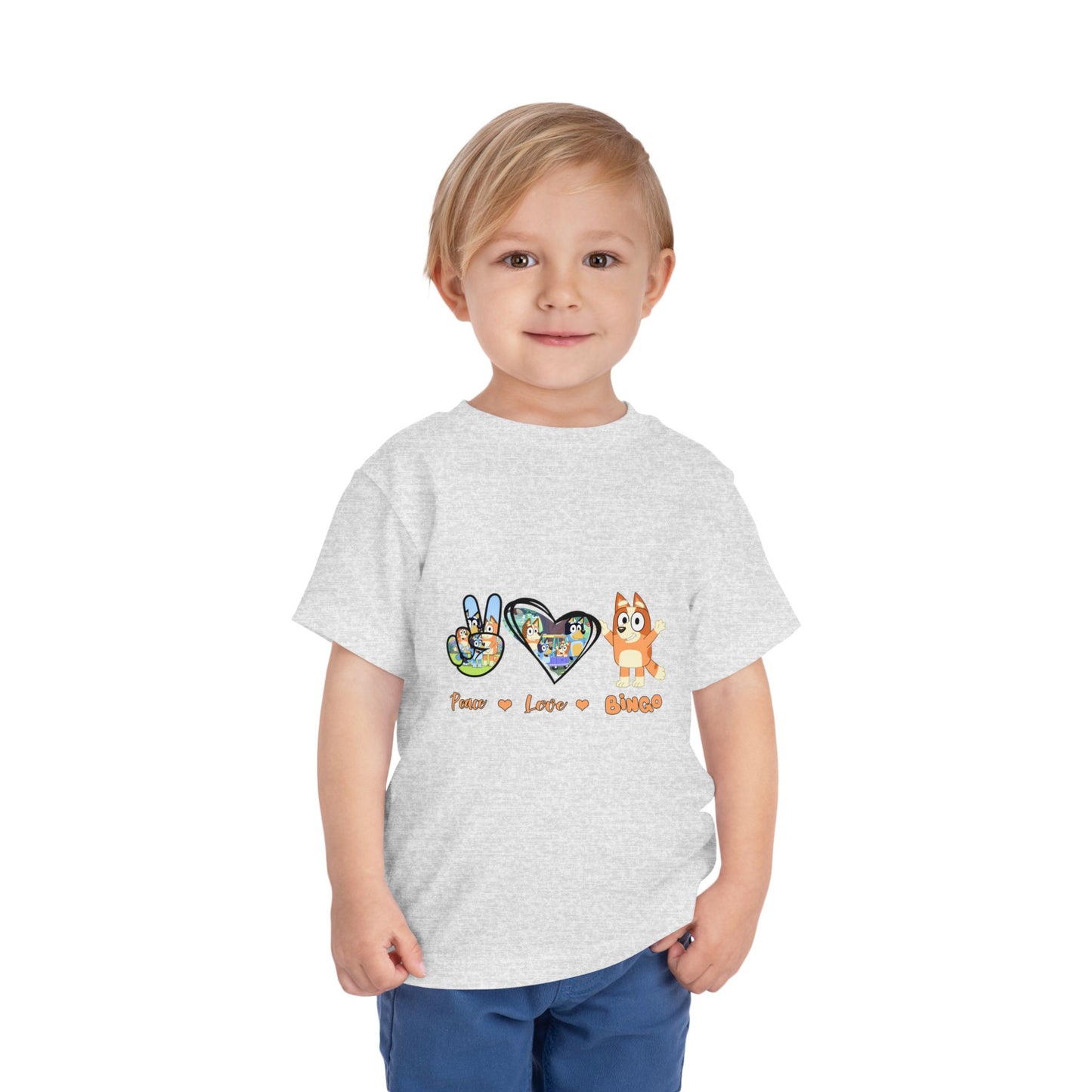 Bluey Toddler Tshirt, Peace Love and Bingo Shirt for Kids, Cute Bingo Player Tee, Fun Toddler Top, Gift for Toddlers, Bluey Fans Shirt