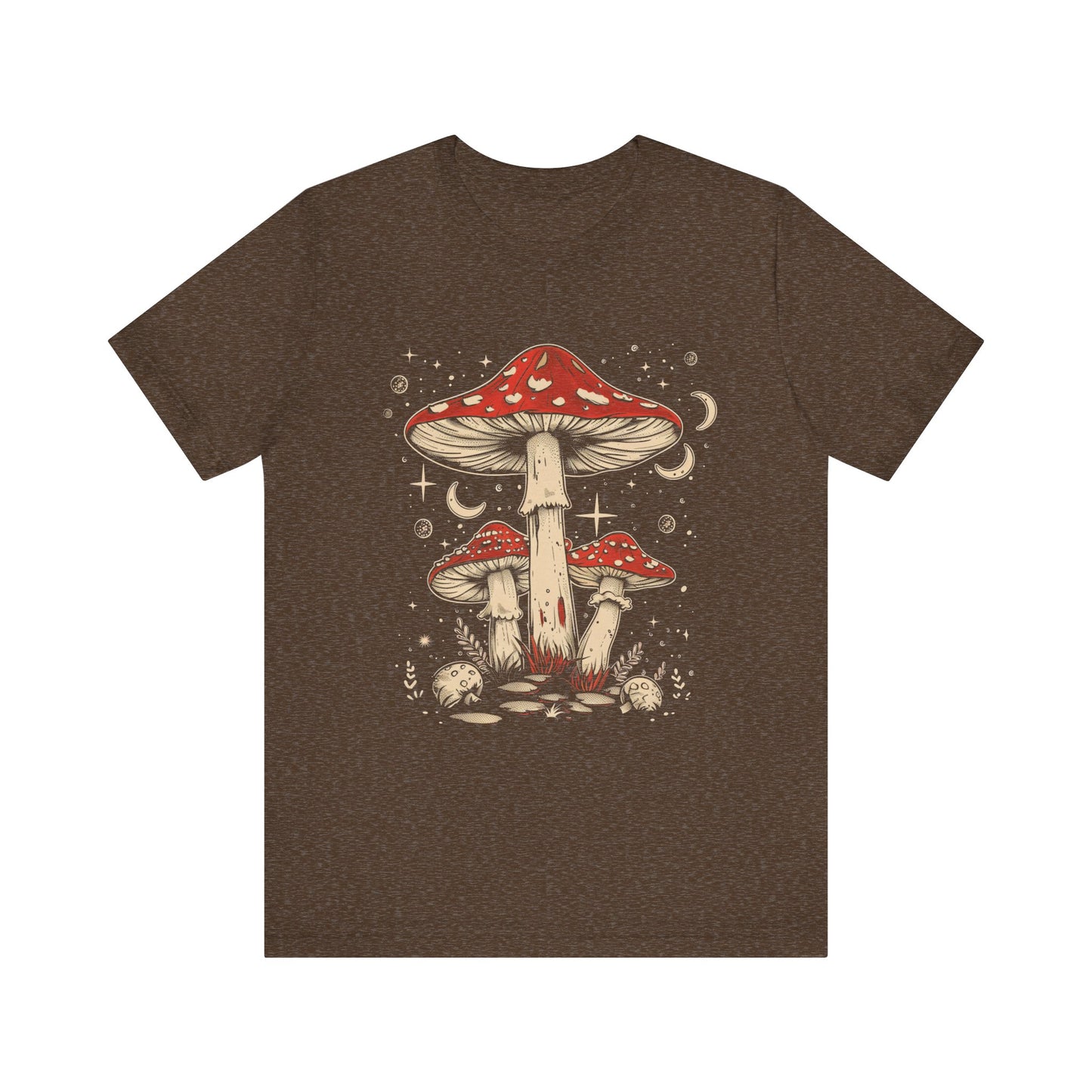 Mushroom Boho T-Shirt, Hippie Nature Tee, Retro Botanical Shirt, Woodland Fungi Top, Earthy Bohemian Clothes