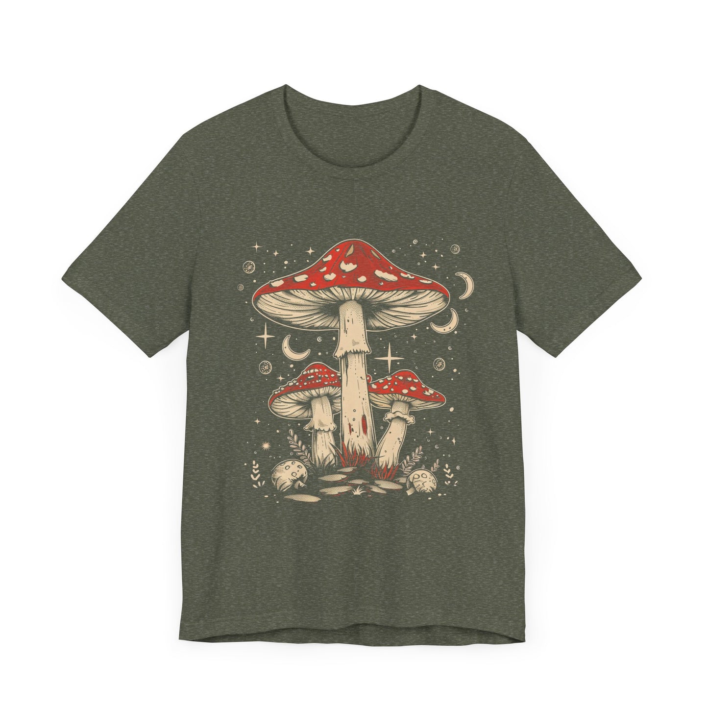 Mushroom Boho T-Shirt, Hippie Nature Tee, Retro Botanical Shirt, Woodland Fungi Top, Earthy Bohemian Clothes