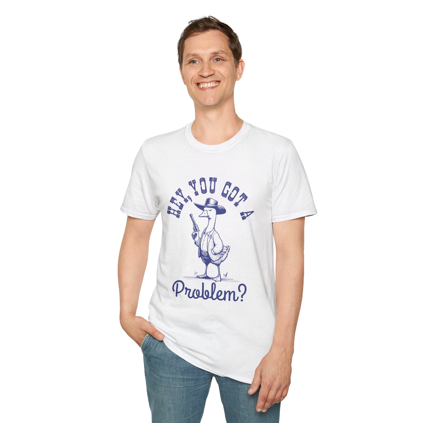 Funny Goose Problem Unisex Softstyle T-Shirt, Gift for Goose Lovers, Novelty Tee, Animal Graphic Shirt, Bird Apparel