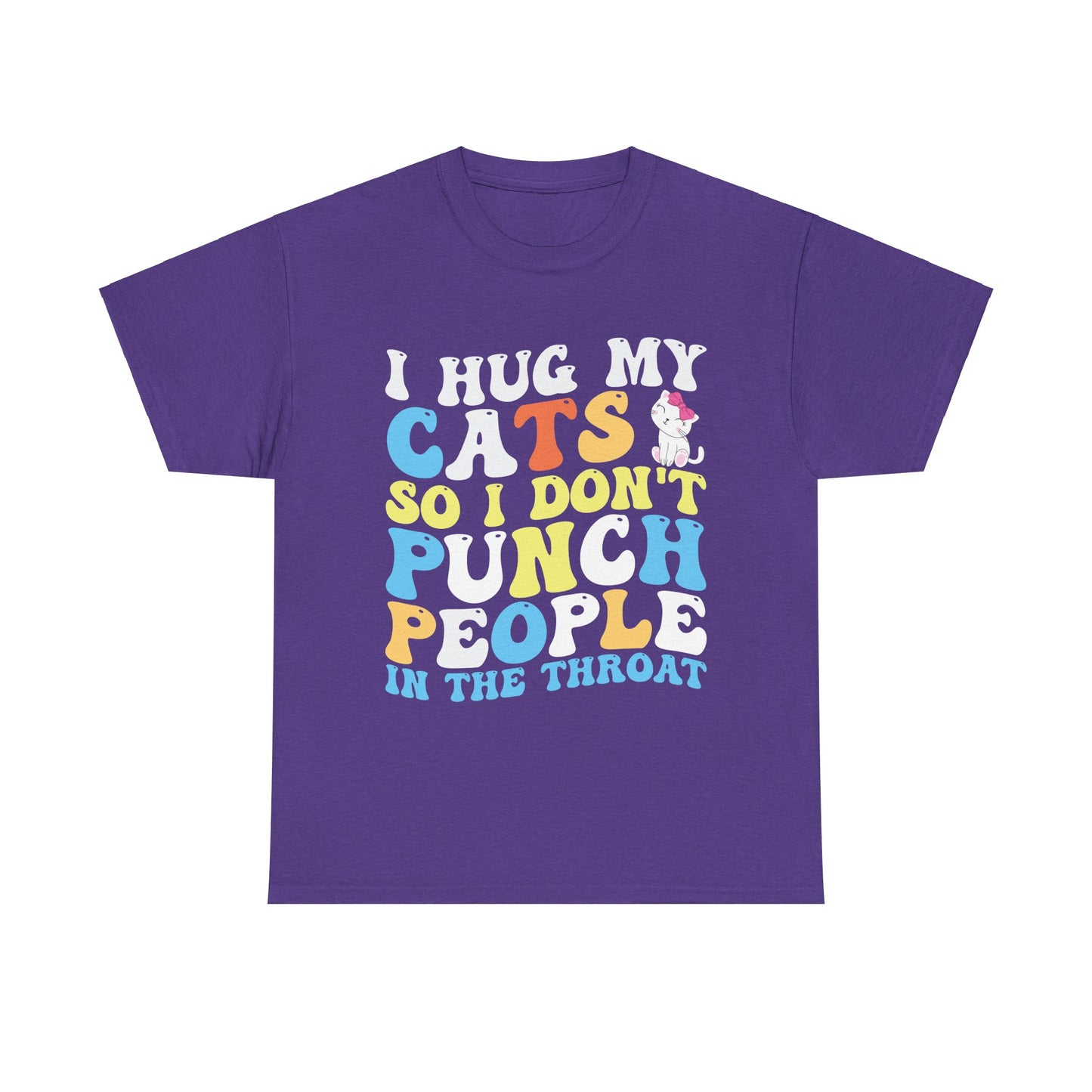 Funny Cat Lover Unisex Heavy Cotton Tee, I HUG CATS Shirt