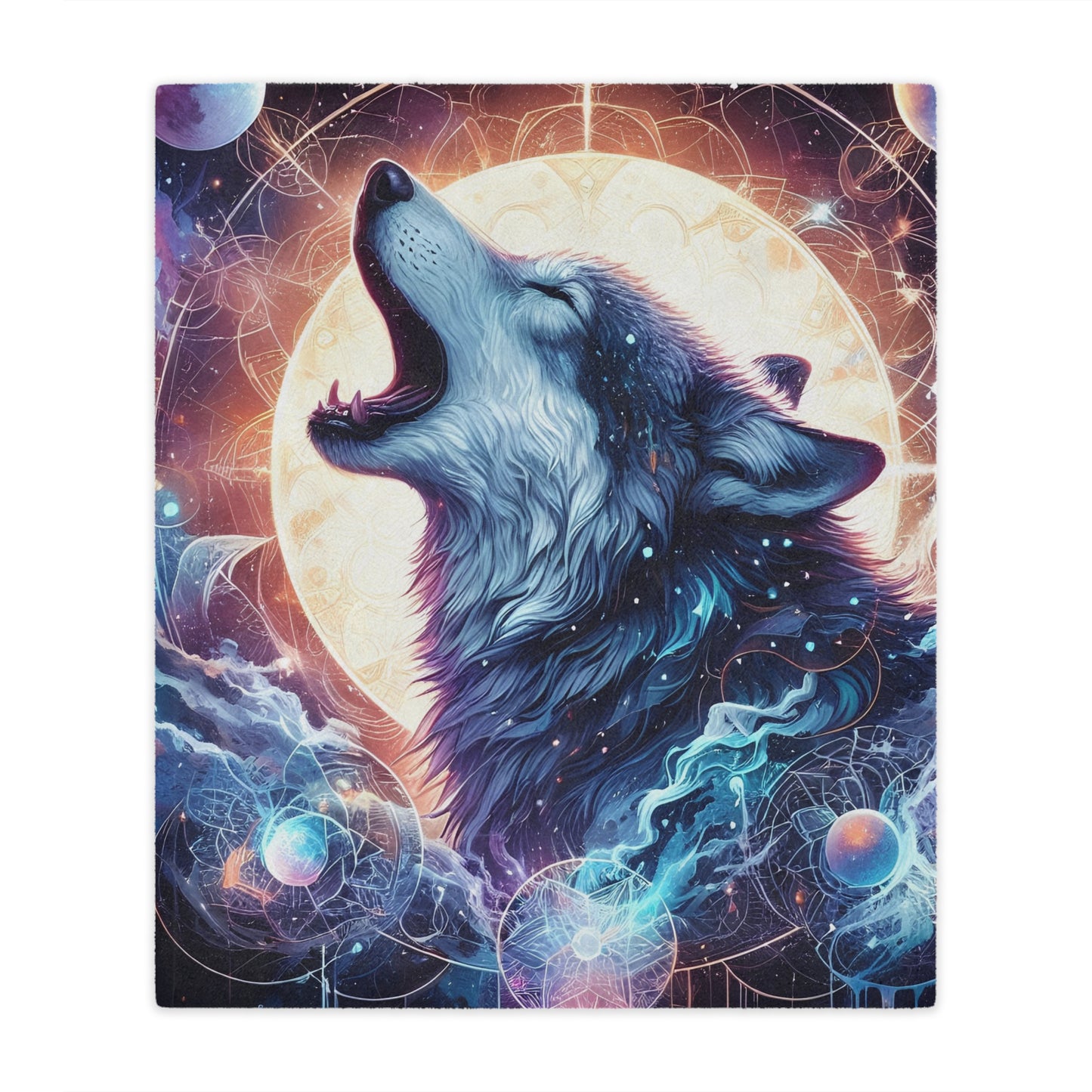 Microfiber Blanket - Wolf Celestial Design