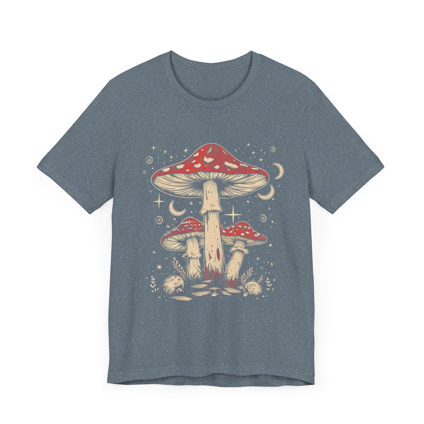 Mushroom Boho T-Shirt, Hippie Nature Tee, Retro Botanical Shirt, Woodland Fungi Top, Earthy Bohemian Clothes