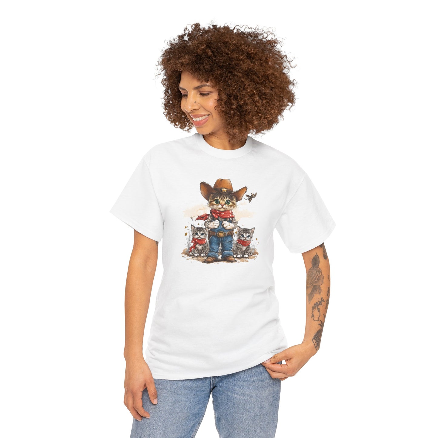 Cat Cowboy Unisex Tee, Funny Feline Shirt, Western Kitty Top, Cowboy Cats and Kittens, Animal Lover Gift, Rodeo Cat Shirt, Cute Cat Tee