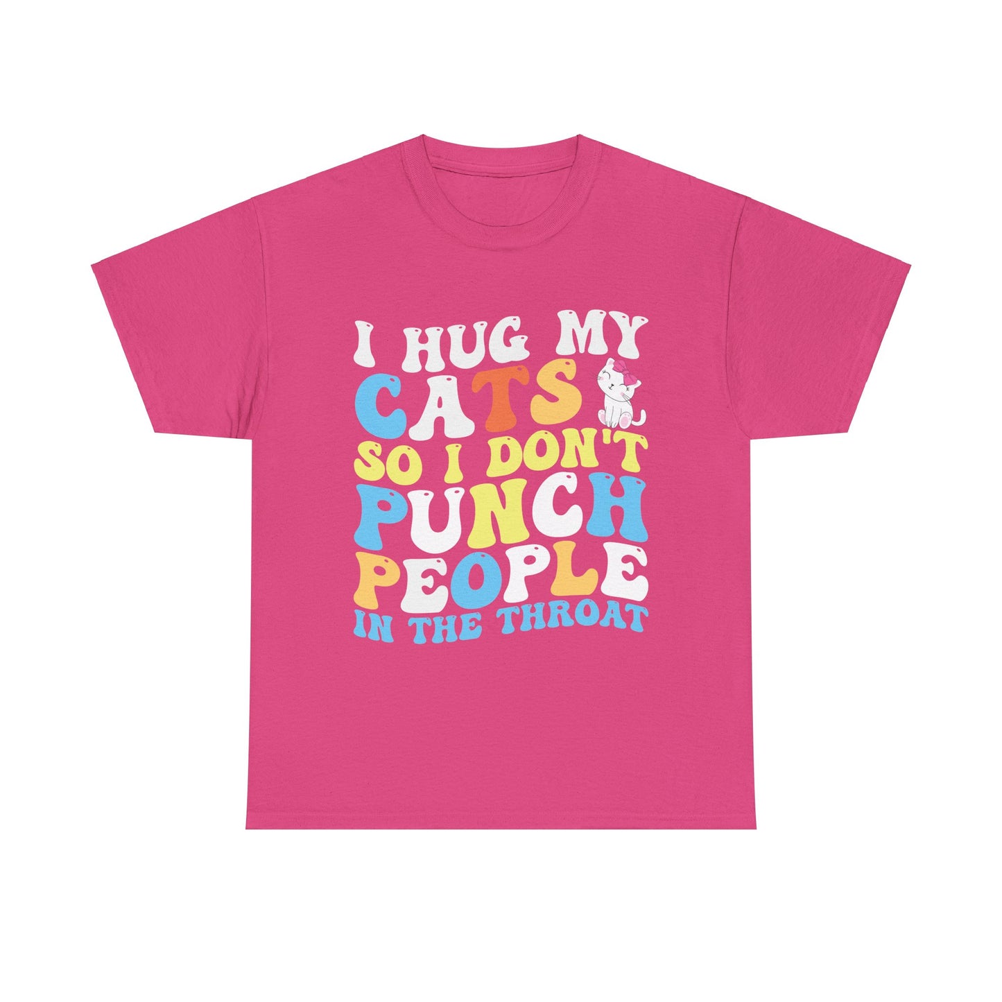 Funny Cat Lover Unisex Heavy Cotton Tee, I HUG CATS Shirt