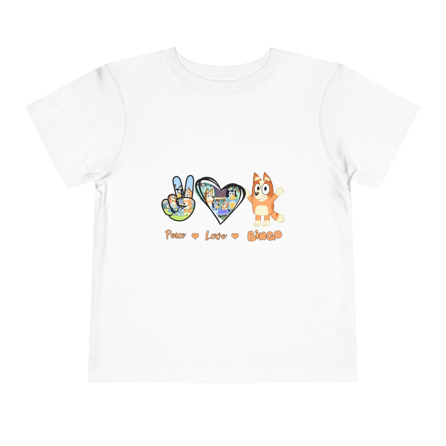 Bluey Toddler Tshirt, Peace Love and Bingo Shirt for Kids, Cute Bingo Player Tee, Fun Toddler Top, Gift for Toddlers, Bluey Fans Shirt
