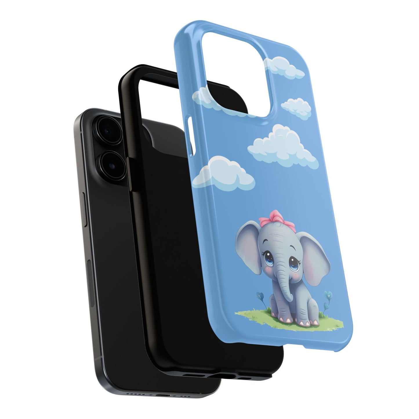 Cartoon Elephant Tough Phone Case - Cute Animal Lover Gift, Protective Cover for