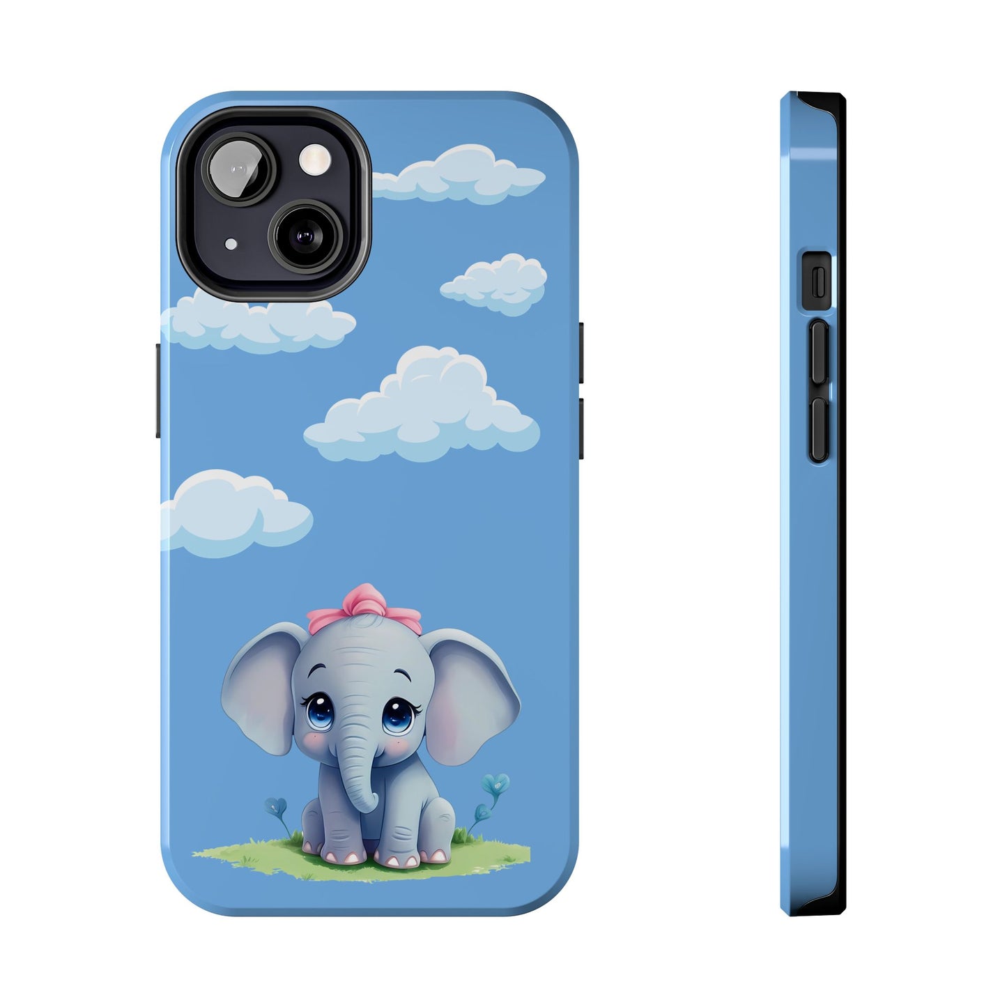 Cartoon Elephant Tough Phone Case - Cute Animal Lover Gift, Protective Cover for