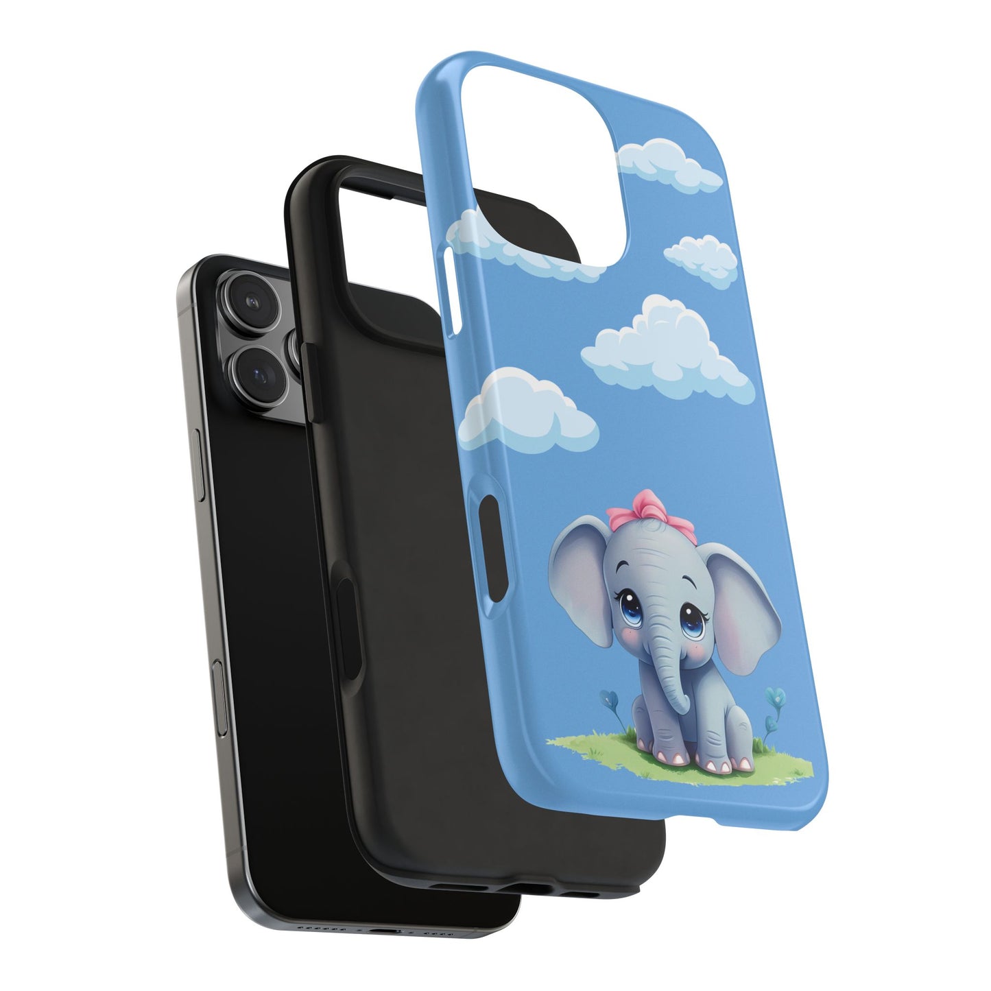 Cartoon Elephant Tough Phone Case - Cute Animal Lover Gift, Protective Cover for