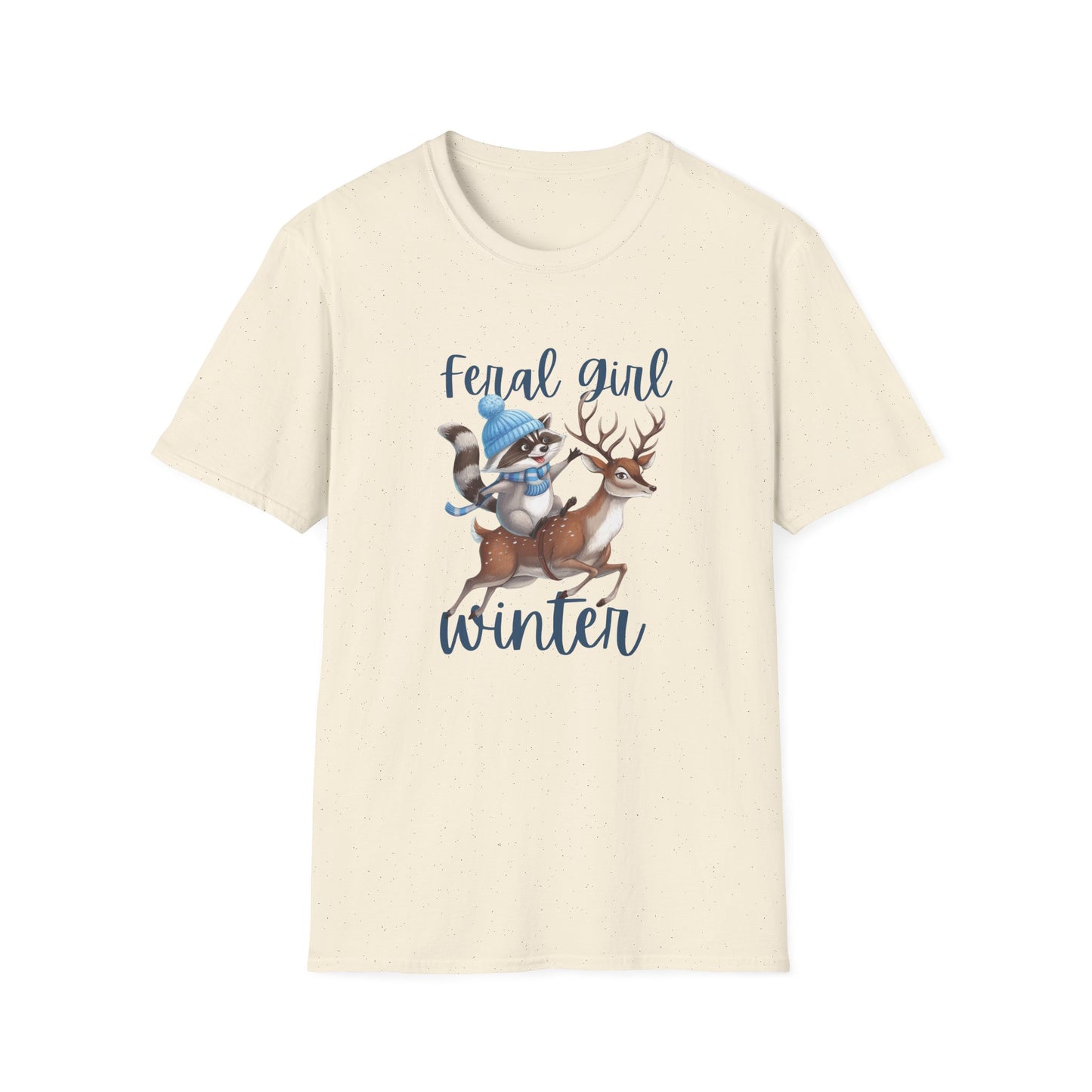 Racoon Tee - Unisex Softstyle T-Shirt, Funny Winter Shirt, Cute Animal Top, Graphic Tee, Gift for Animal Lovers