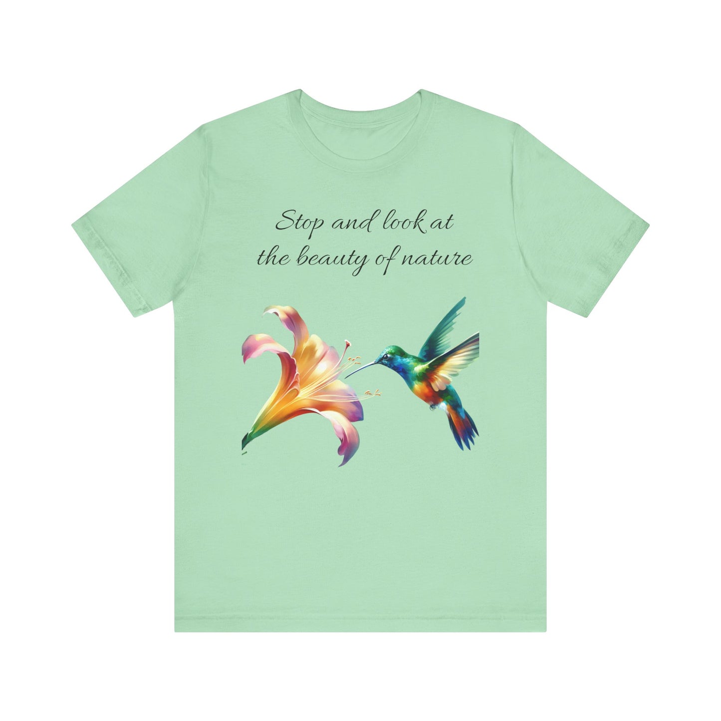 Nature Beauty Humming Bird Tee, Unisex T-Shirt, Bird Lover Gift, Short Sleeve Shirt, Wildlife Graphic Top