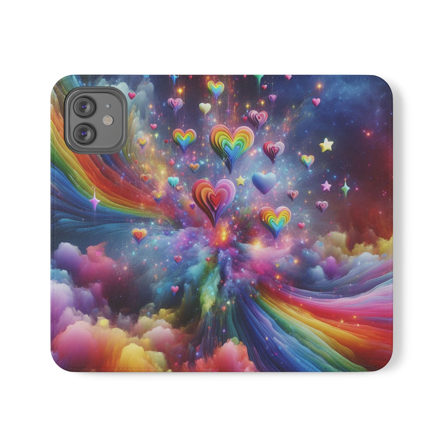 Rainbow Flip Cases, Colorful Phone Covers, Vibrant Smartphone Wallet, Multi-color Card Holder, Bright Cellphone Accessories