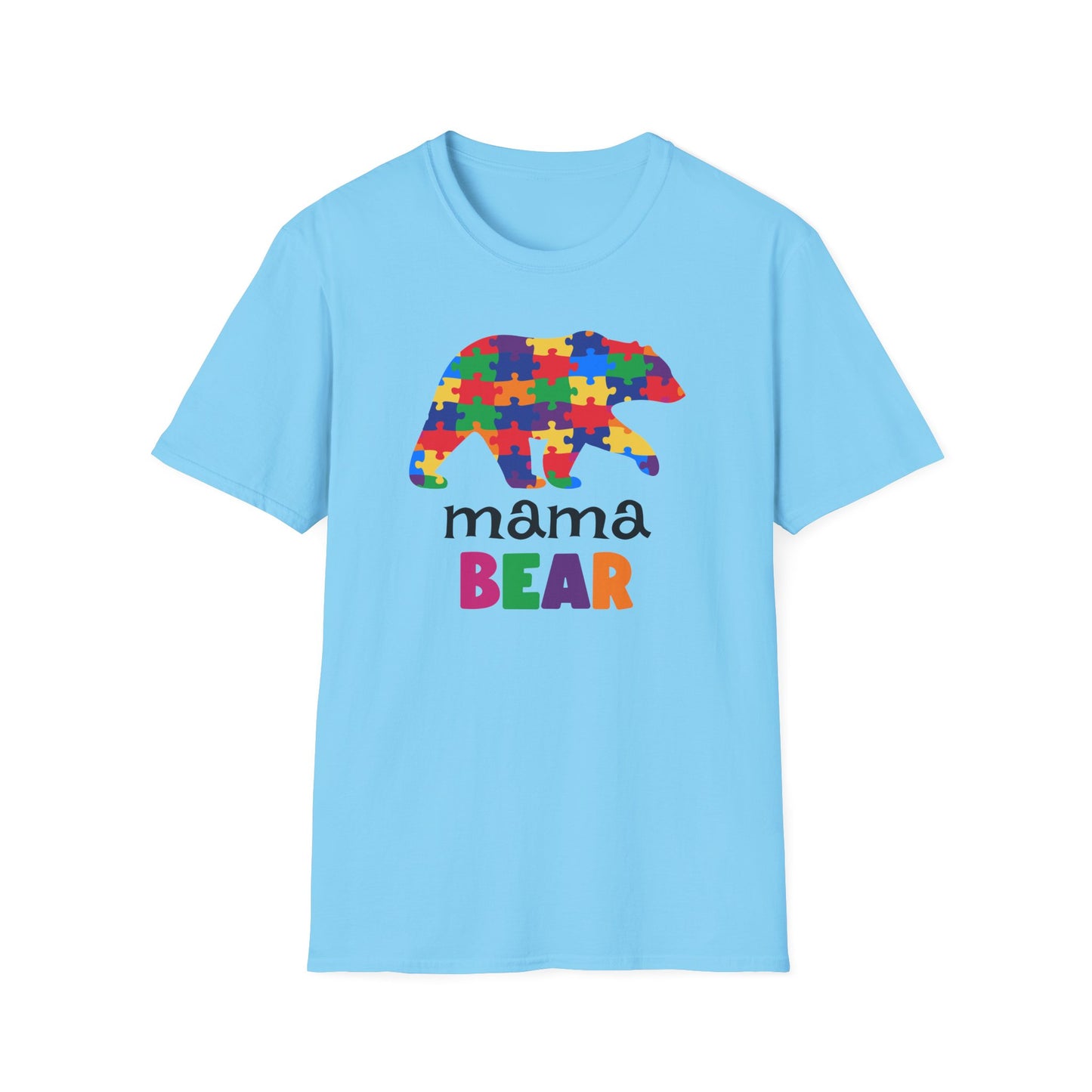 Mama Bear Puzzle Unisex T-Shirt, Gift for Moms, Autism Awareness