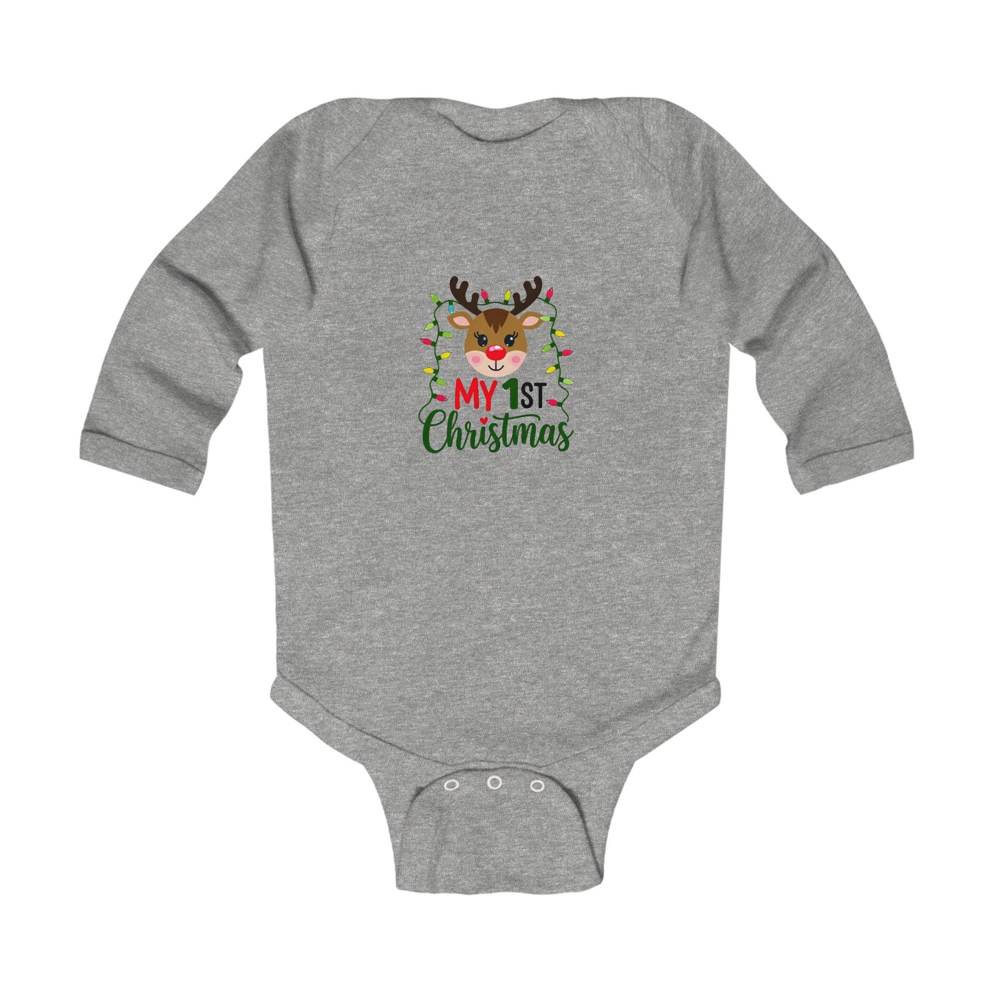 1st Christmas Infant Long Sleeve Bodysuit, Baby Onesie, Holiday Outfit, Xmas Gift, Cute Baby Clothes