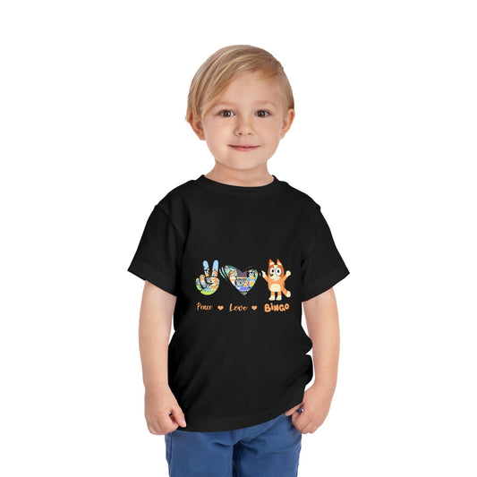 Bluey Toddler Tshirt, Peace Love and Bingo Shirt for Kids, Cute Bingo Player Tee, Fun Toddler Top, Gift for Toddlers, Bluey Fans Shirt