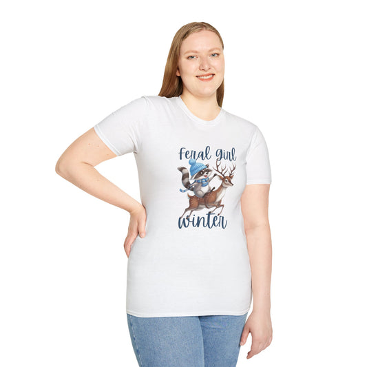 Racoon Tee - Unisex Softstyle T-Shirt, Funny Winter Shirt, Cute Animal Top, Graphic Tee, Gift for Animal Lovers