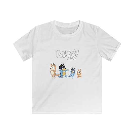 Bluey Dance Party Kids Softstyle Tee, Children's T-Shirt, Youth Graphic Tee, Fun Kids Shirt, Birthday Gift for Boys and Girls