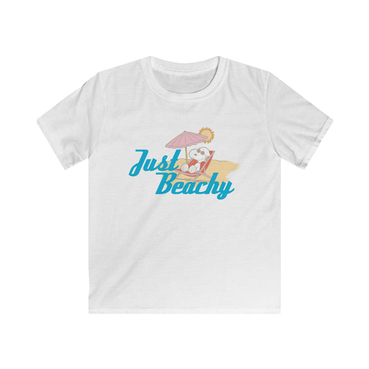 Just Beachy Kids Softstyle Tee, Ocean Vibe Toddler Shirt, Summer Beach Tshirt, Coastal Vacation Children's Top, Sandy Shore Baby Tee
