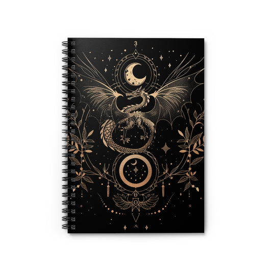 Spiral Notebook, Dragon Journal, Mythical Creature Diary, Fantasy Writing Pad, Ruled Line Notepad