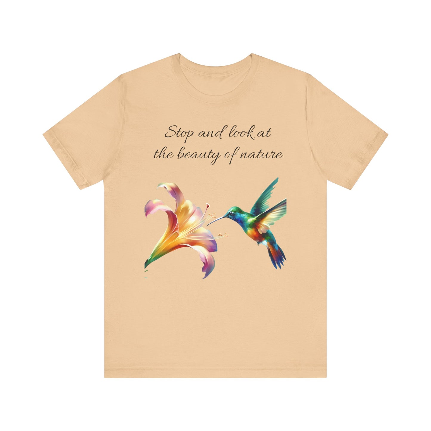Nature Beauty Humming Bird Tee, Unisex T-Shirt, Bird Lover Gift, Short Sleeve Shirt, Wildlife Graphic Top