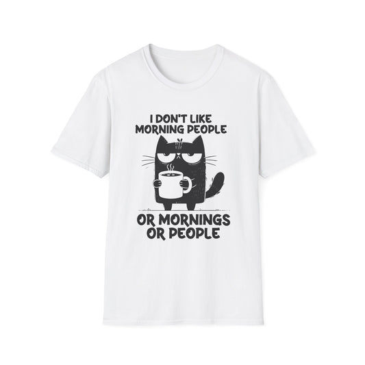 Funny i don't like mornings Unisex Softstyle T-Shirt, Sarcastic Graphic Tee, Lazy Day Shirt, Humorous Quote Top, Comfy Cotton Tee