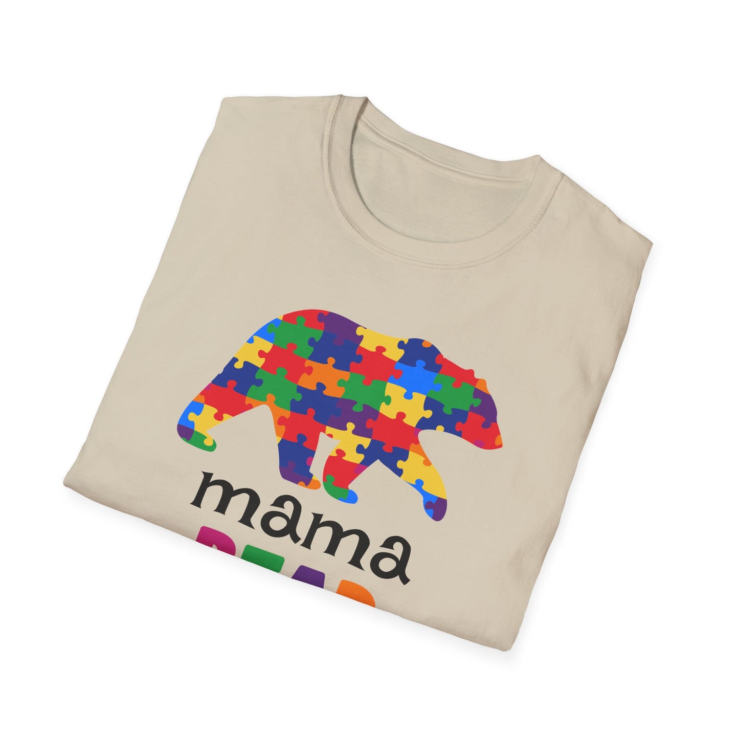 Mama Bear Puzzle Unisex T-Shirt, Gift for Moms, Autism Awareness