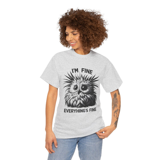 Funny Owl Unisex Tee, Cute I'm Fine Everything's Fine Shirt, Graphic Tee, Novelty Tee, Humor Tee, Animal Lover Gift