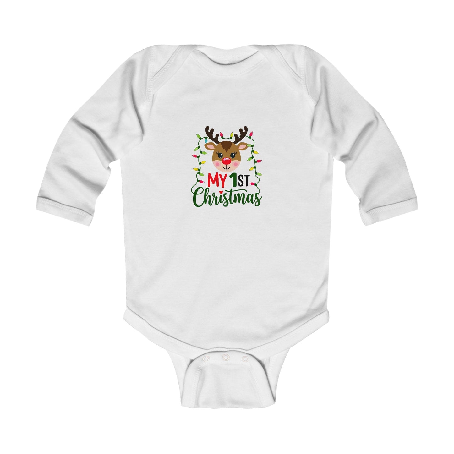 1st Christmas Infant Long Sleeve Bodysuit, Baby Onesie, Holiday Outfit, Xmas Gift, Cute Baby Clothes