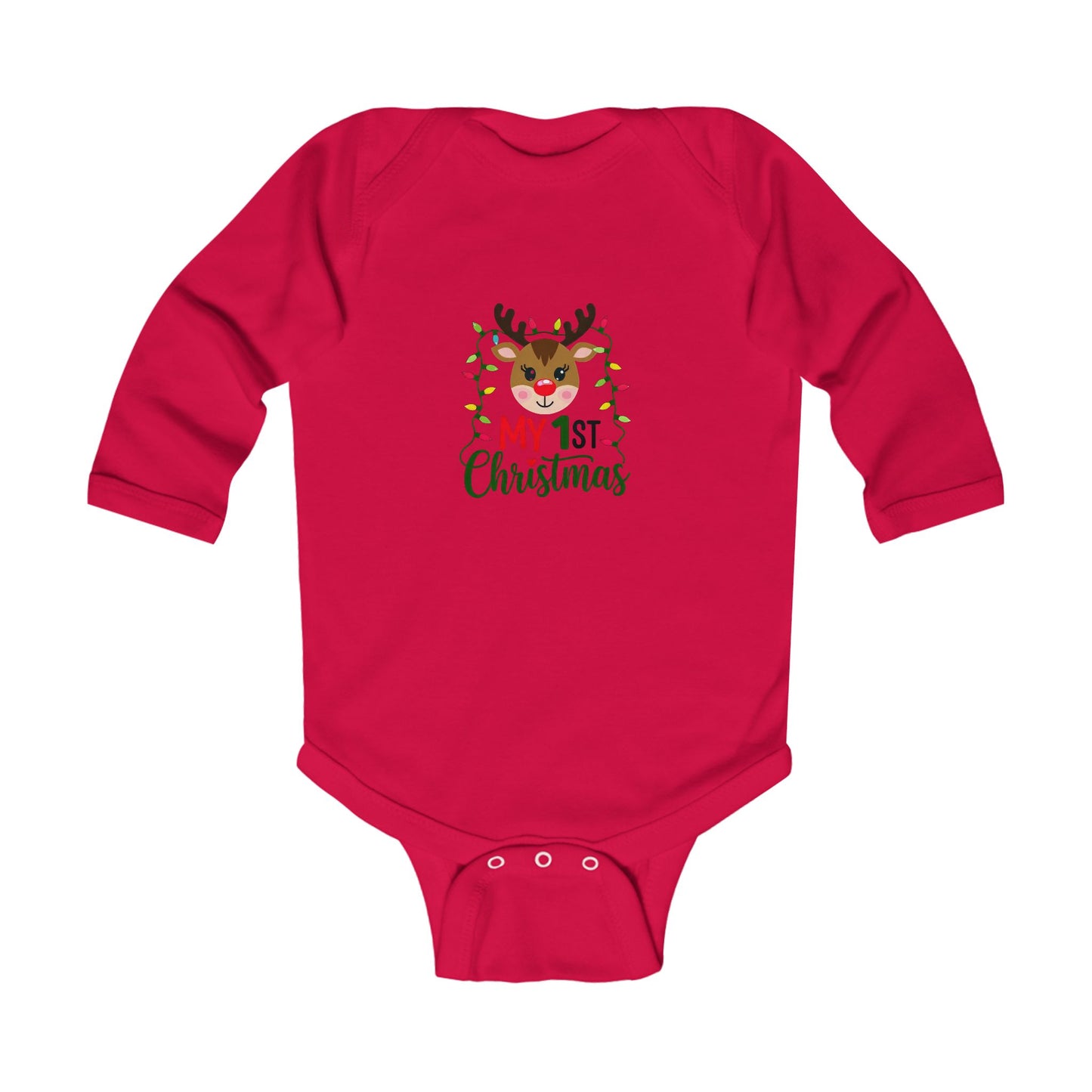 1st Christmas Infant Long Sleeve Bodysuit, Baby Onesie, Holiday Outfit, Xmas Gift, Cute Baby Clothes