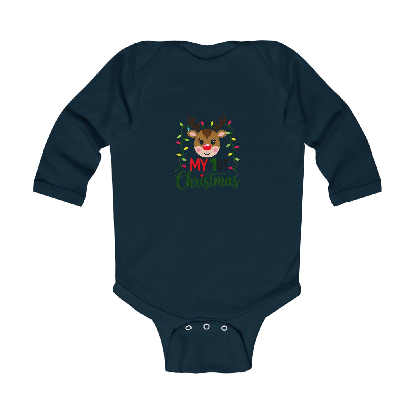 1st Christmas Infant Long Sleeve Bodysuit, Baby Onesie, Holiday Outfit, Xmas Gift, Cute Baby Clothes