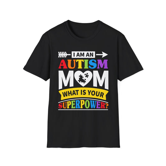 Autism Mom Supermom Autism Awareness Unisex Softstyle T-Shirt, Autism Mom Shirt, Autism Awareness Tee, Supermom Gift, Autism Support Top