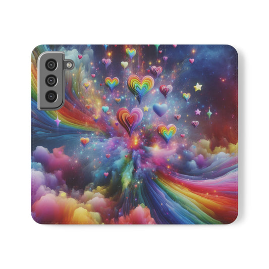 Rainbow Flip Cases, Colorful Phone Covers, Vibrant Smartphone Wallet, Multi-color Card Holder, Bright Cellphone Accessories