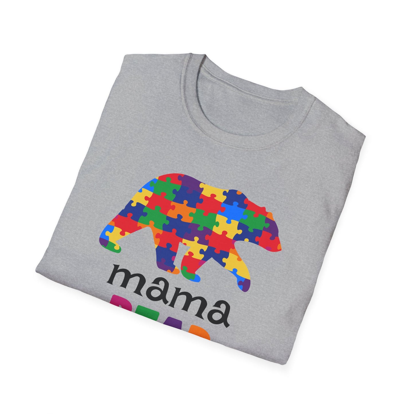 Mama Bear Puzzle Unisex T-Shirt, Gift for Moms, Autism Awareness