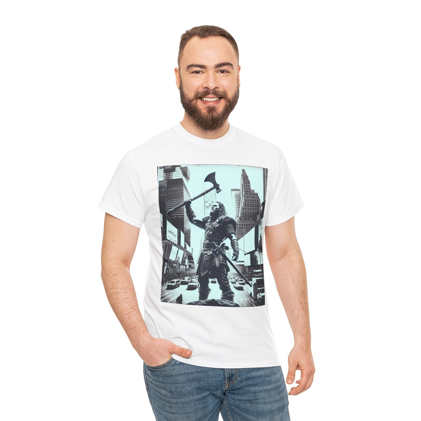 Viking Tee Unisex Heavy Cotton T-shirt, New York Norse Warrior Shirt, Scandinavian Graphic Men's Top, Ragnar Lothbrok Apparel, Viking Gift