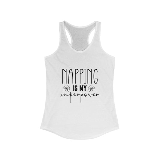 Racerback Tank Top, Napping is My Superpower Mom Tank, Mom Jokes, Women's Sleeveless Shirt, Funny Mother's Day Gift, Mom Life Clothing