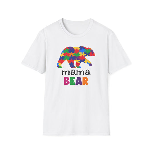 Mama Bear Puzzle Unisex T-Shirt, Gift for Moms, Autism Awareness