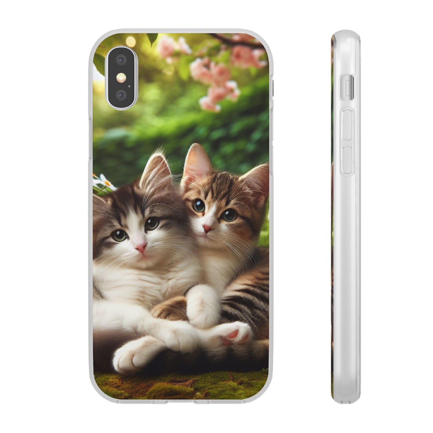 Flexi Cases, Cute Adorable Cat Phone Case - Kitty Lover Gift, Kawaii Animal Cover, Soft Silicone Slim Shell, Protective Stylish Sleeve,